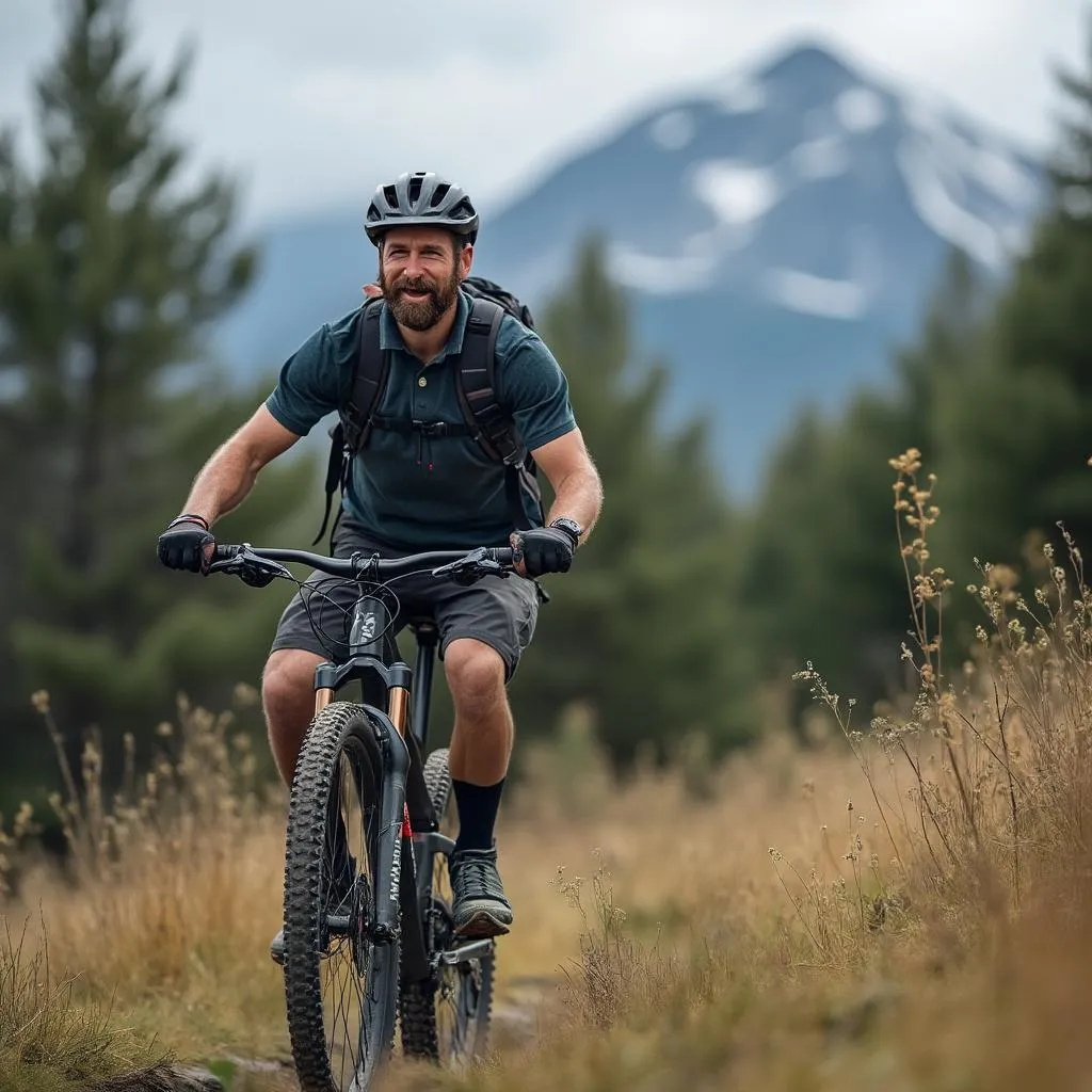 Peter na svojom horskom bicykli v Tatrách